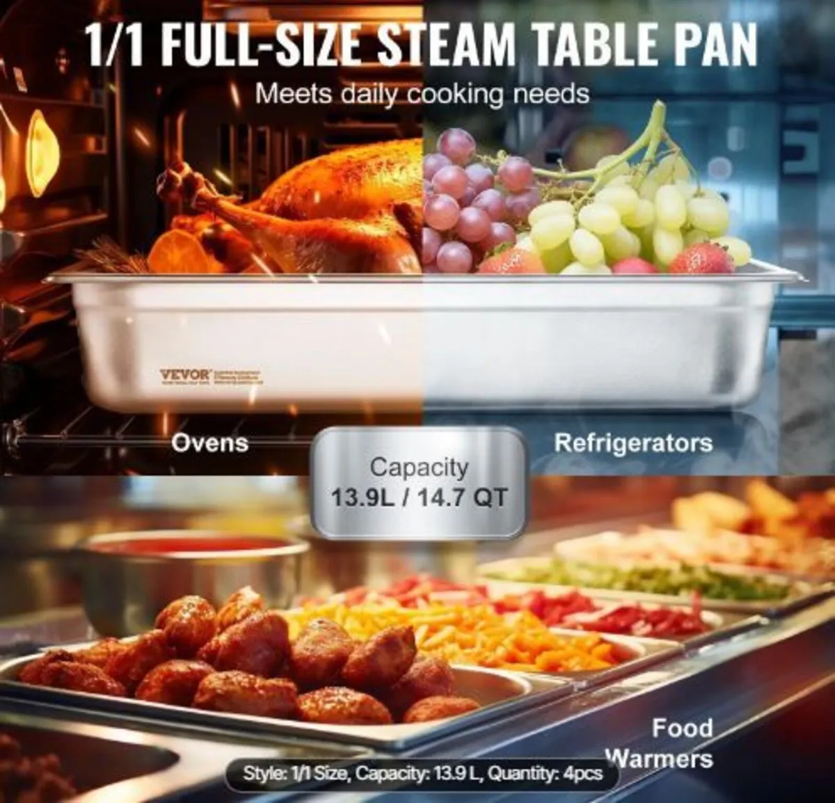 4 Pack Hotel Pans, Full Size - Image 2