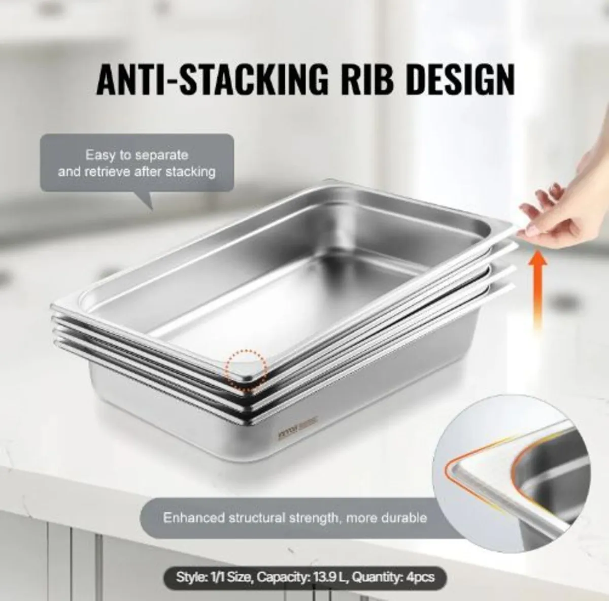 4 Pack Hotel Pans, Full Size - Image 4