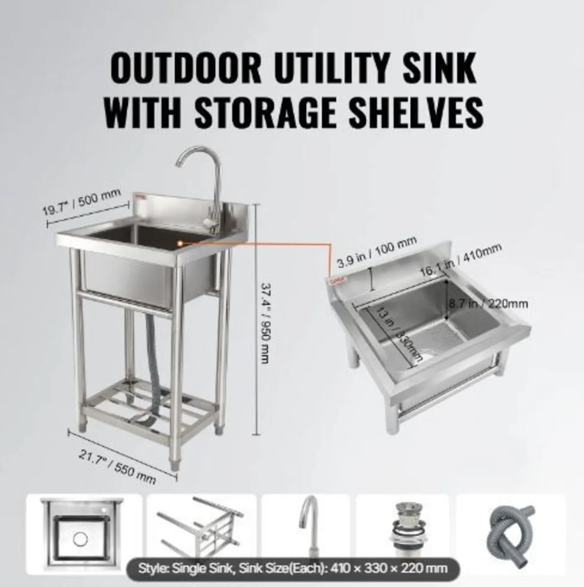 Stainless Steel Utility Sink - Image 2