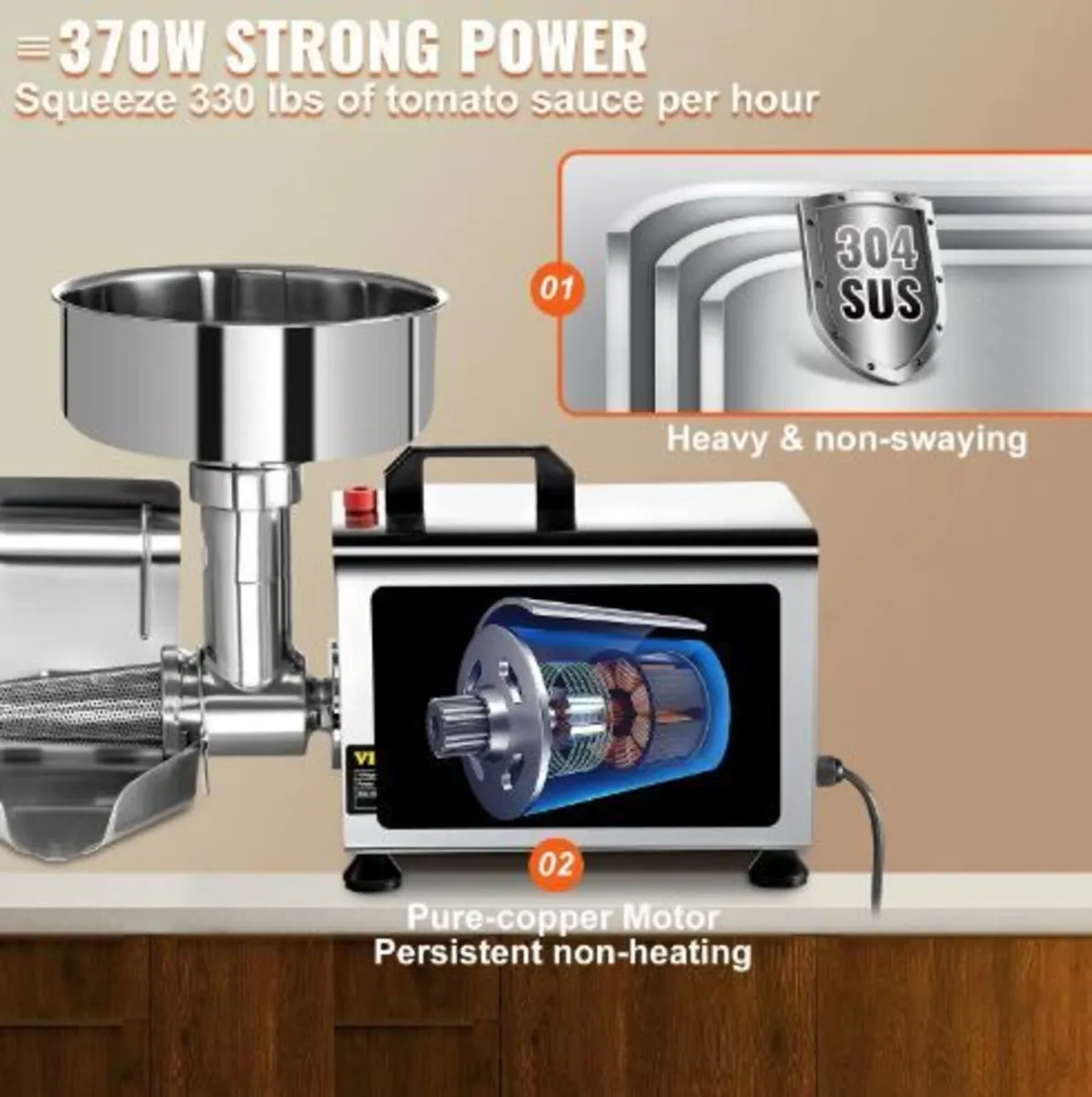 Electric Tomato Strainer 370W Tomato Milling Machi - Image 4