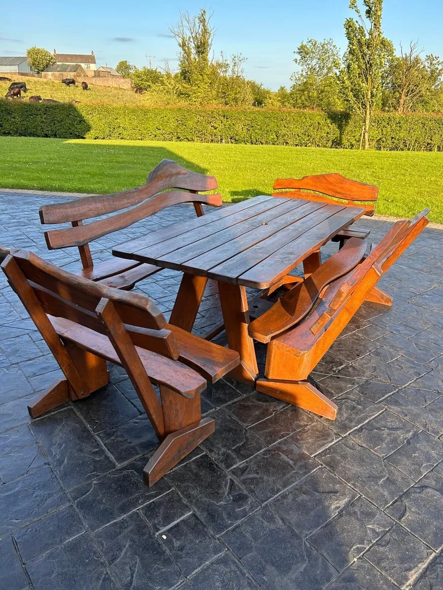 Wooden Table and Benches - Image 2