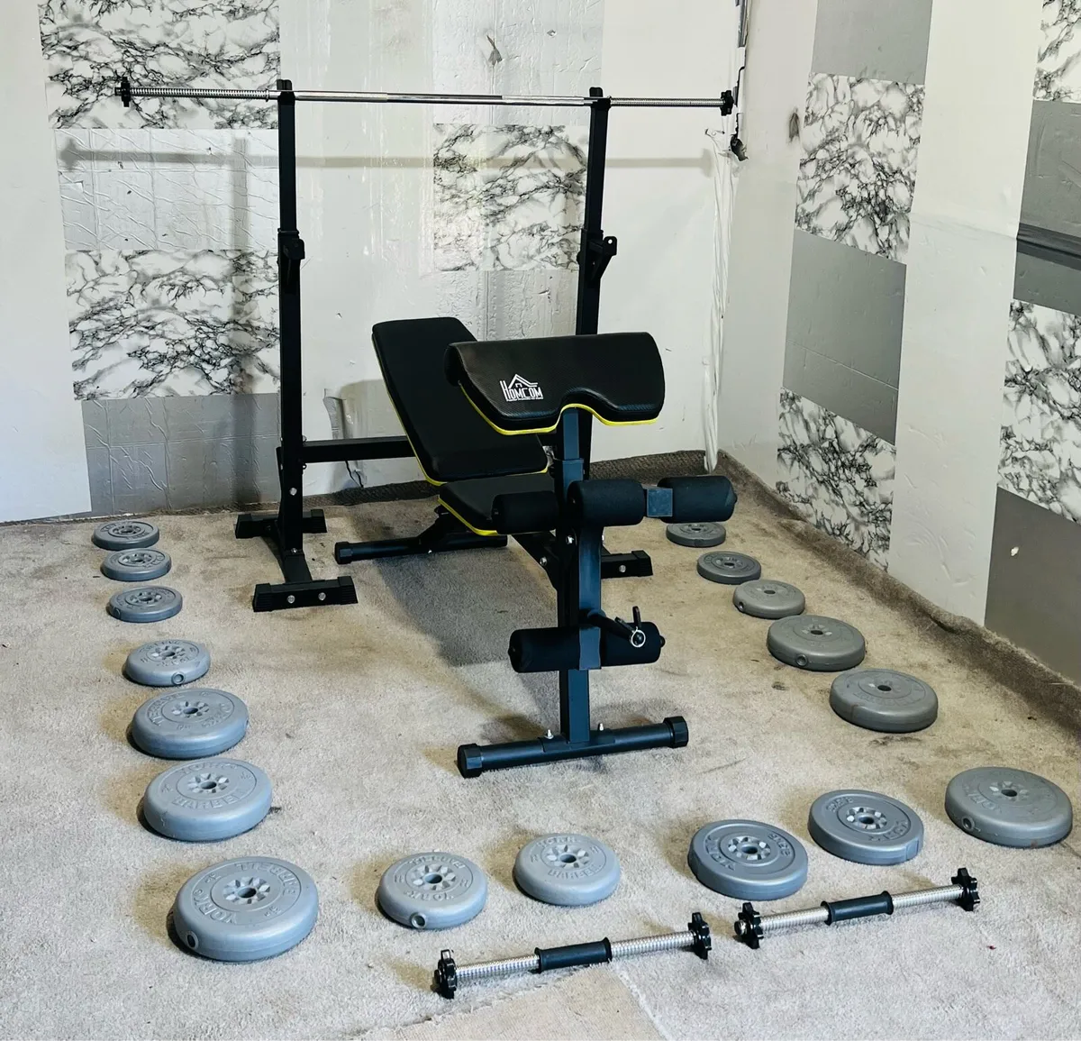 ADJUSTABLE RACK BENCH BARBELL DUMBBELLS WEIGHTS - Image 4