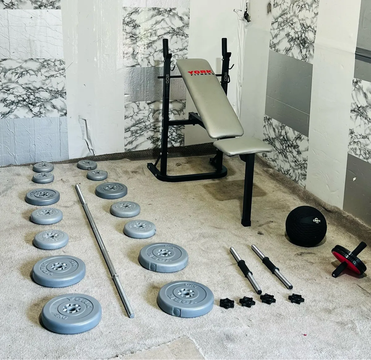 FOLDING BENCH WEIGHTS BARBELL DUMBBELLS ++ - Image 1