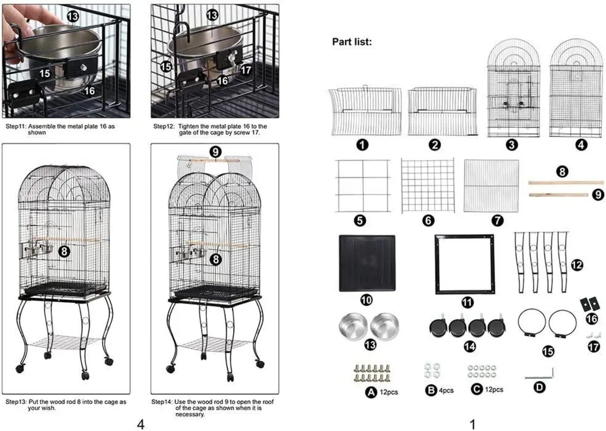 Bird Cage with Stand 145 cm High - Image 3