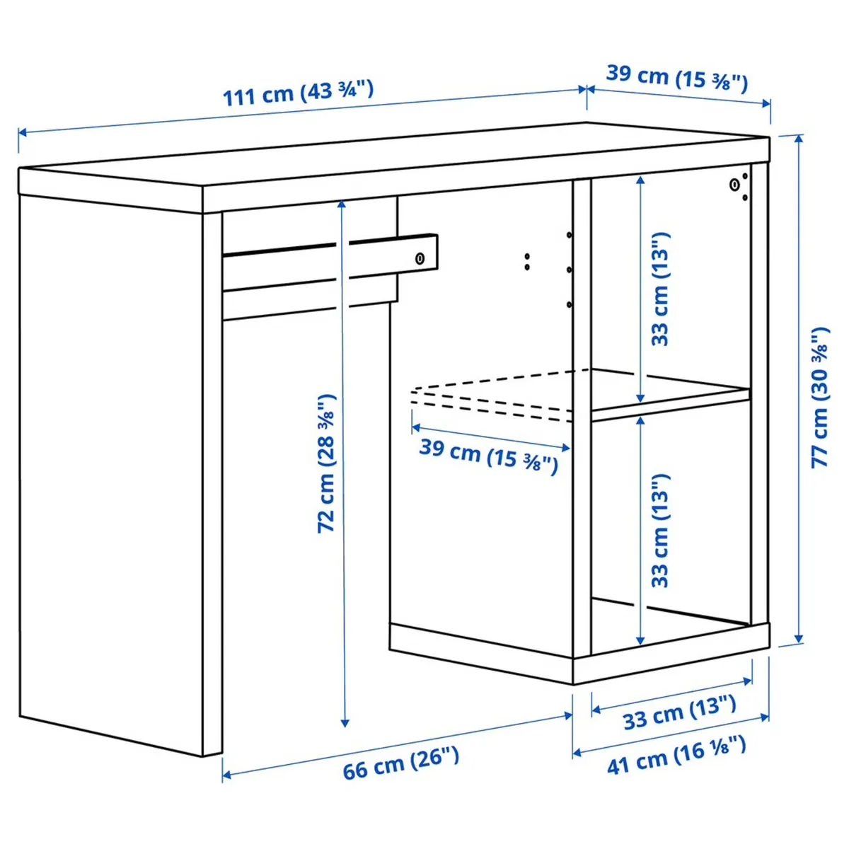 IKEA Kallax desk white stained/ oak effect - Image 4