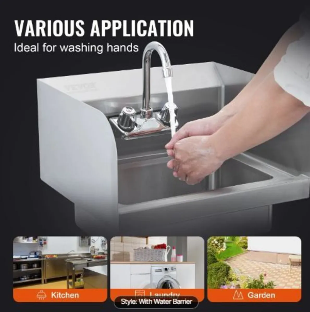 Commercial Hand Sink with Faucet - Image 2