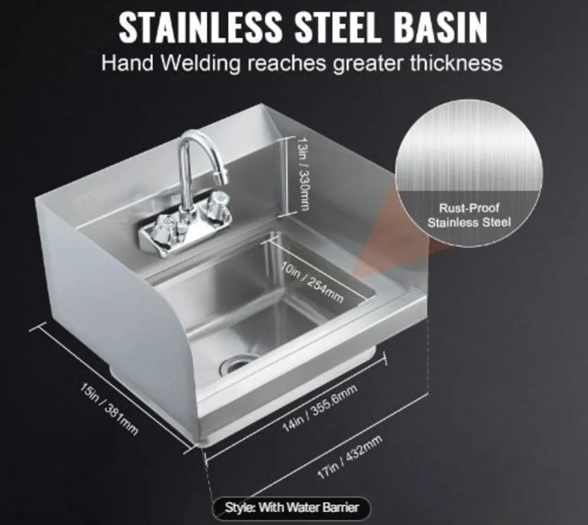 Commercial Hand Sink with Faucet - Image 4