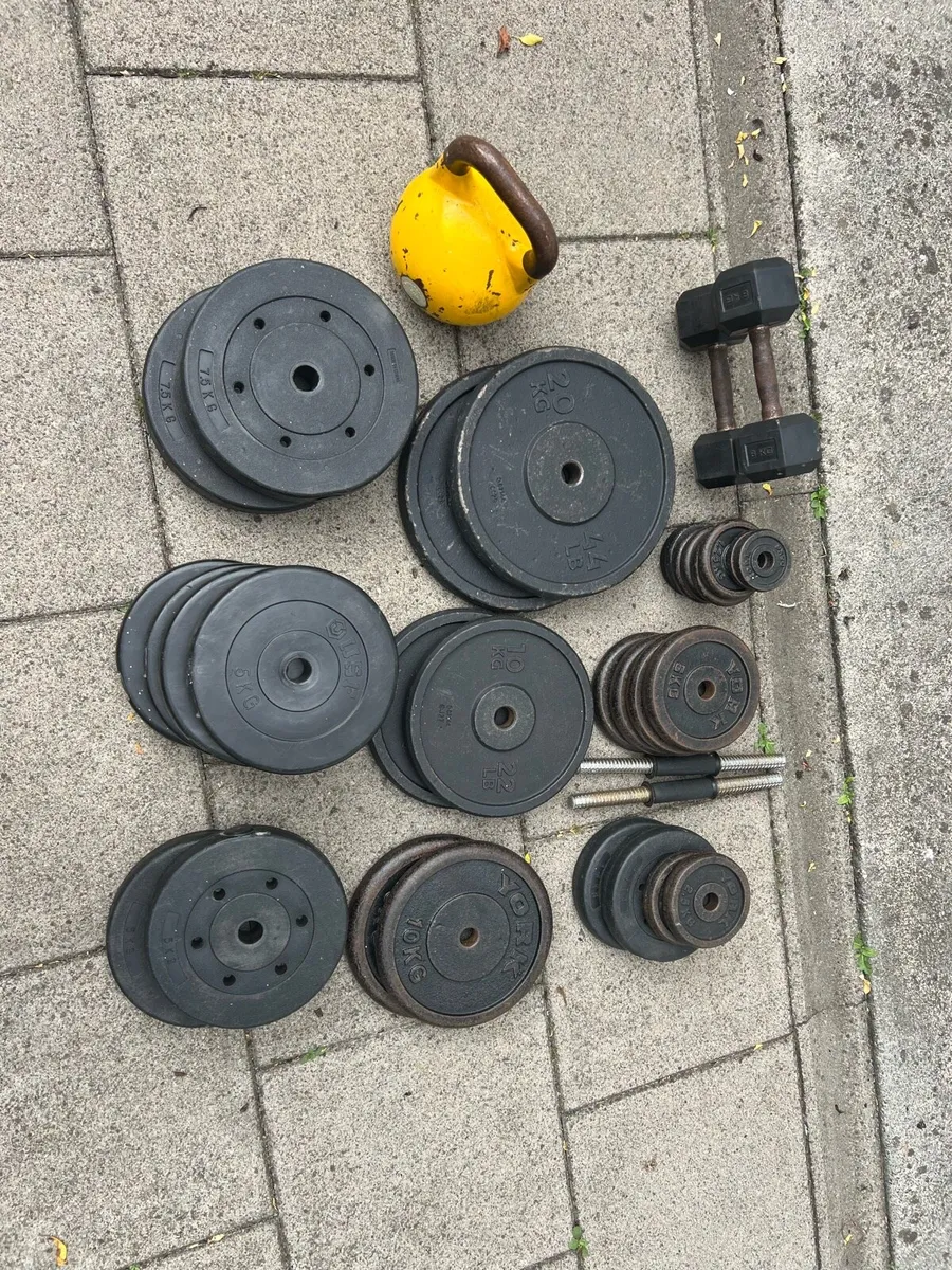 Complete Home Gym - 185kg + Weights+Bench&Barbell - Image 1