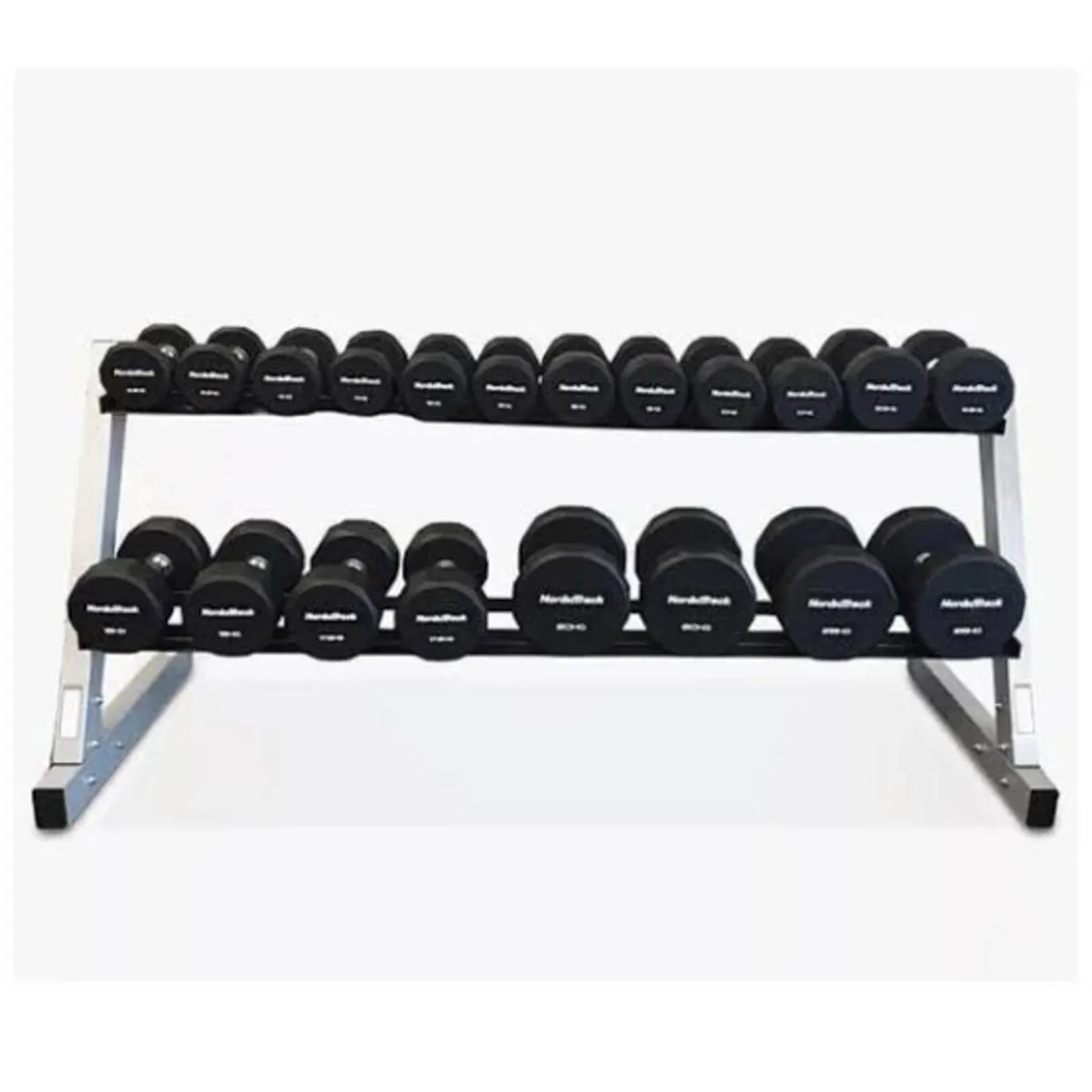Nordictrack dumbbell set with storage rack