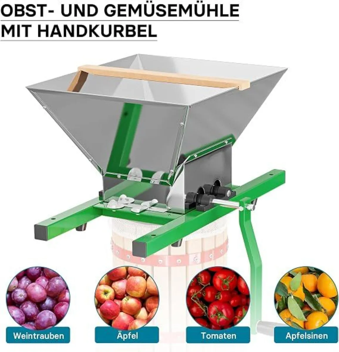 12L Fruit Press & Fruit Mill with Hand Crank - Image 2