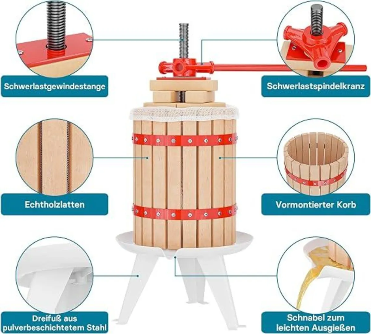 12L Fruit Press & Fruit Mill with Hand Crank - Image 3
