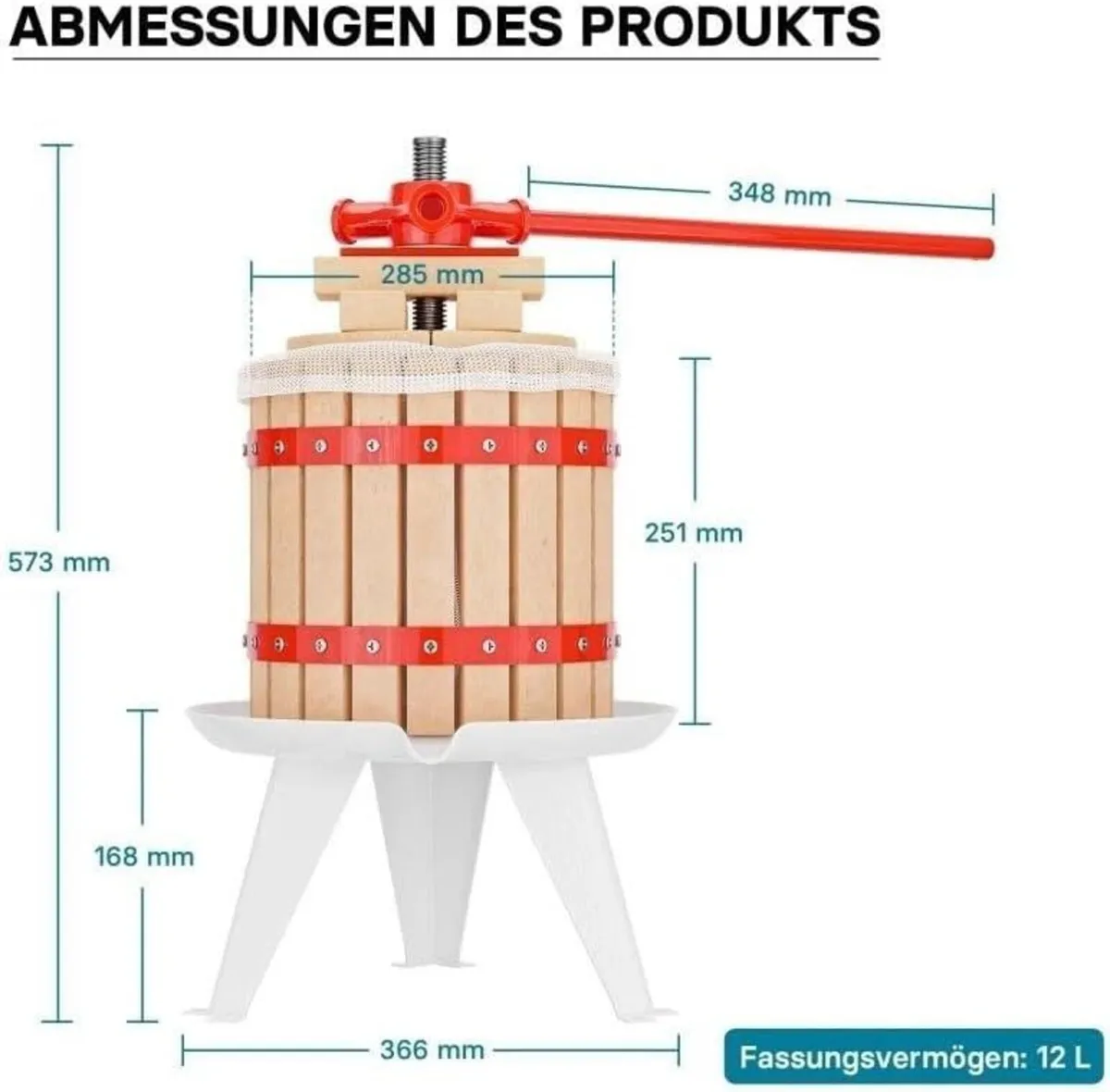 12L Fruit Press with Grape Crusher Mill - Image 4