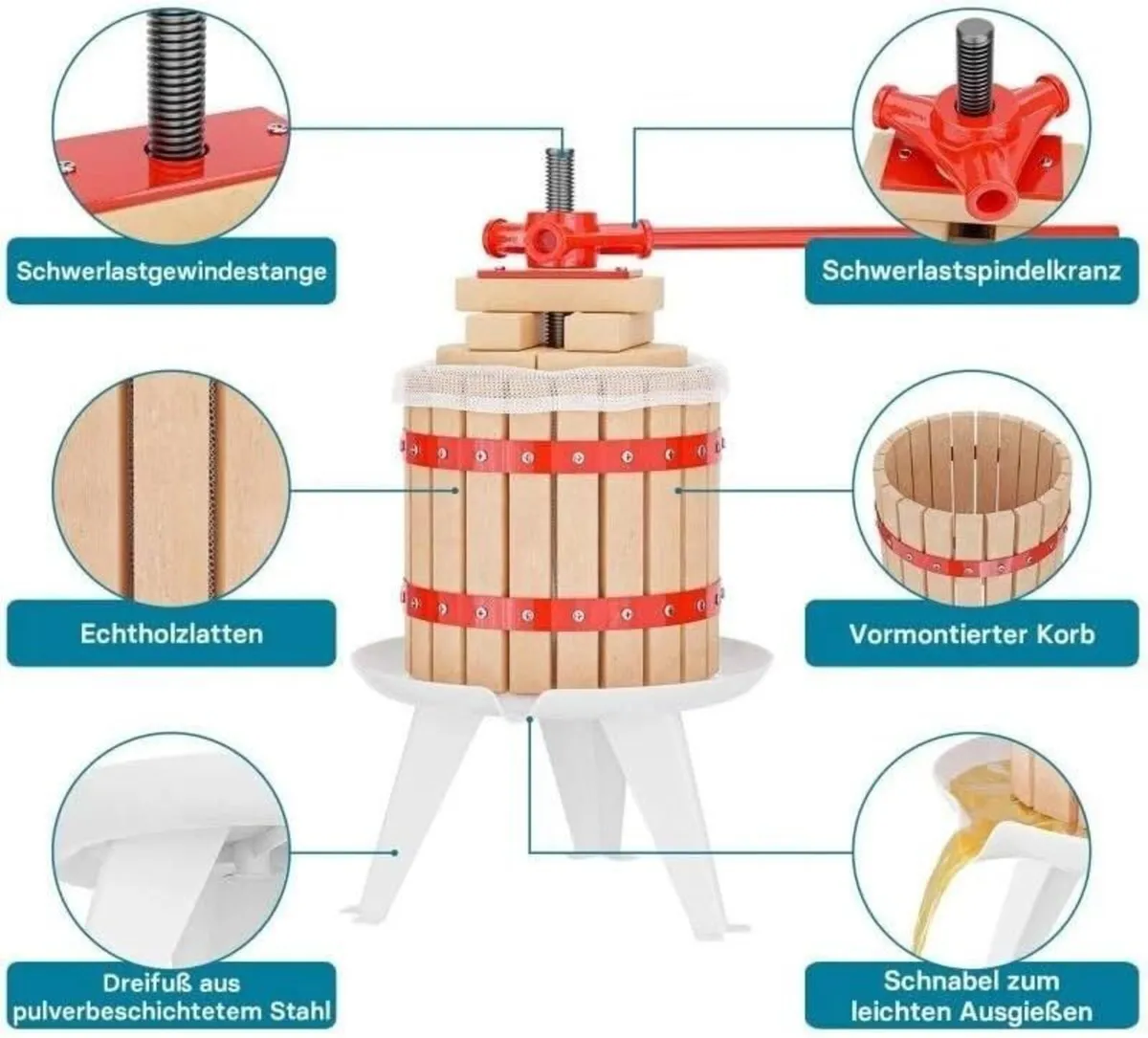12L Manual Fruit Press for Wine & Cider Making - Image 4