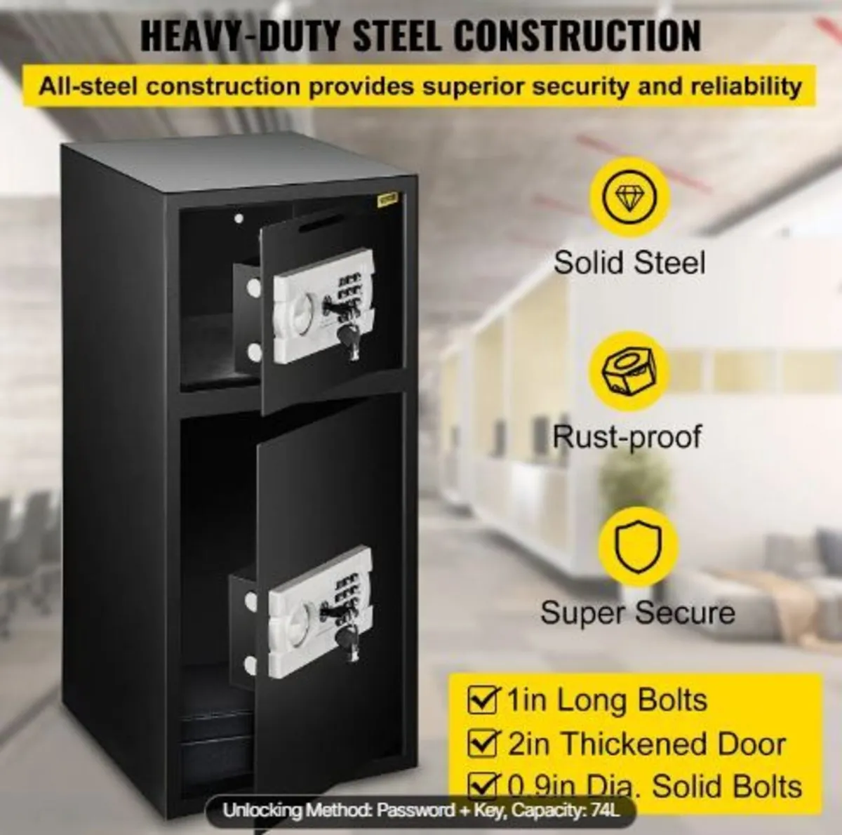 74 L Digital Double Door Safe Depository Box - Image 2