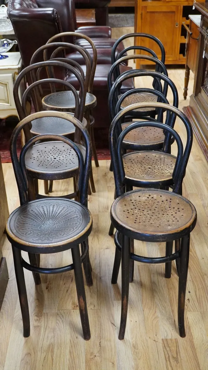 Lot of 8 Antique Bentwood Bistro Chairs, c.1900 - Image 2
