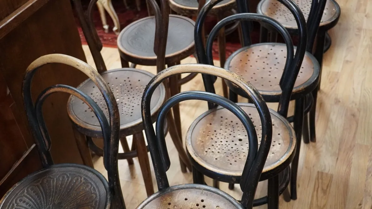 Lot of 8 Antique Bentwood Bistro Chairs, c.1900 - Image 4
