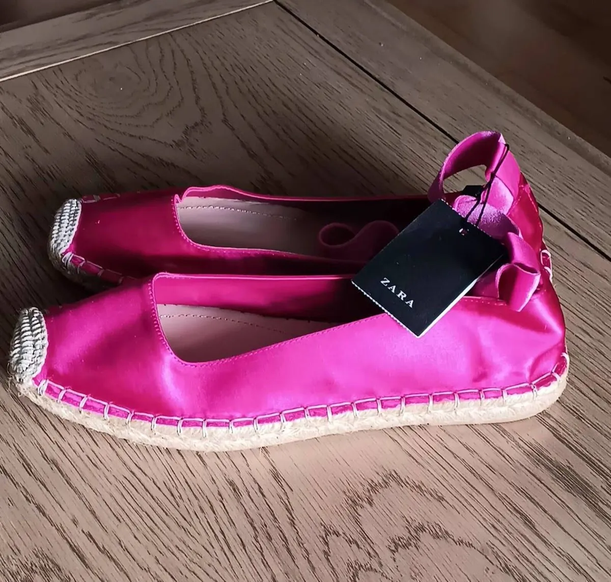 *NEW* Zara Fusia Pink Satin Espadrille Flats - Image 1