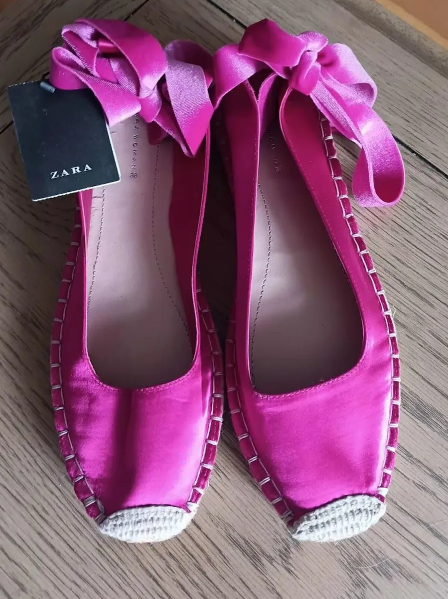 *NEW* Zara Fusia Pink Satin Espadrille Flats - Image 2
