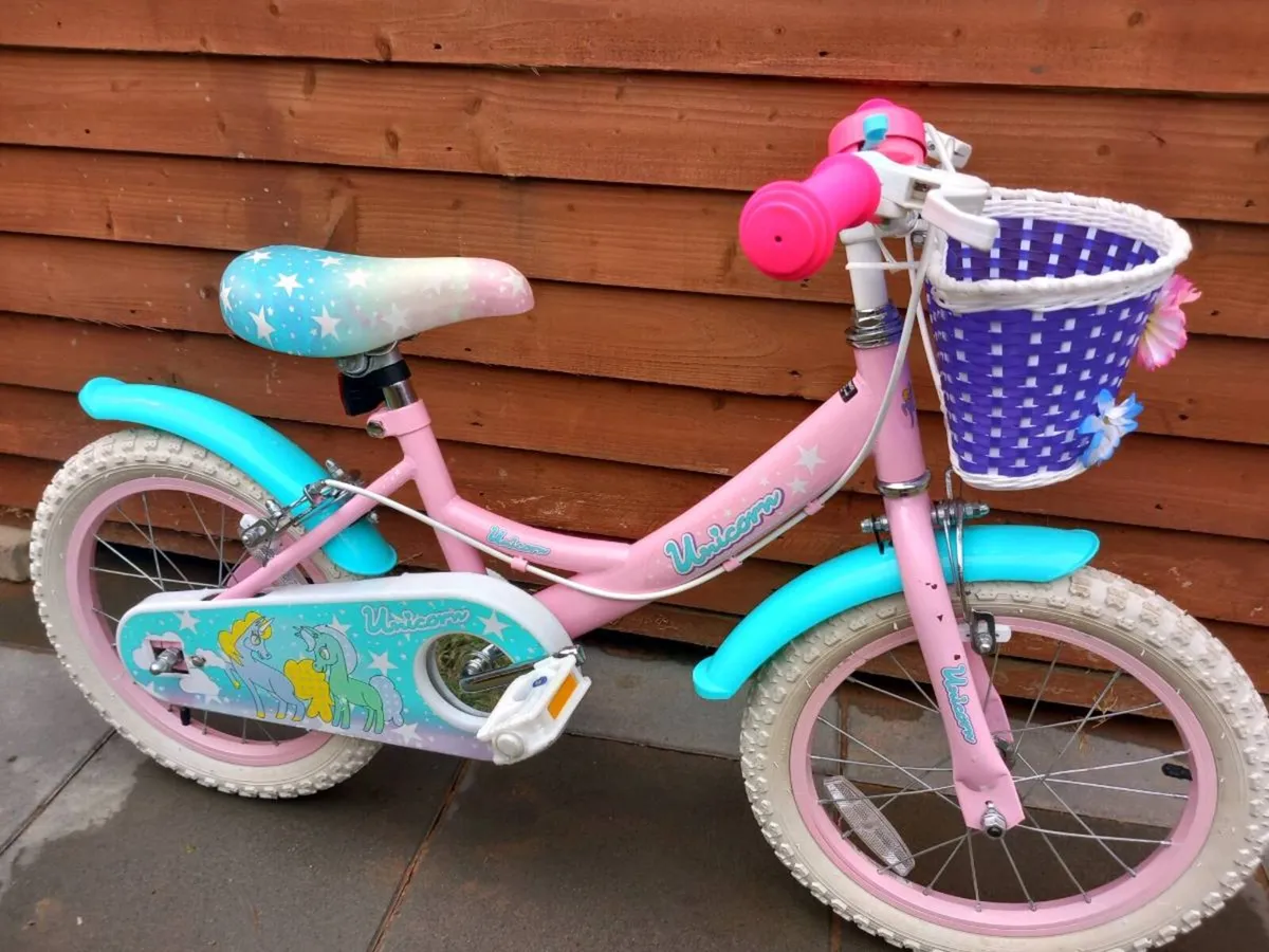Kids unicorn bike size 16 inch wheels - Image 1