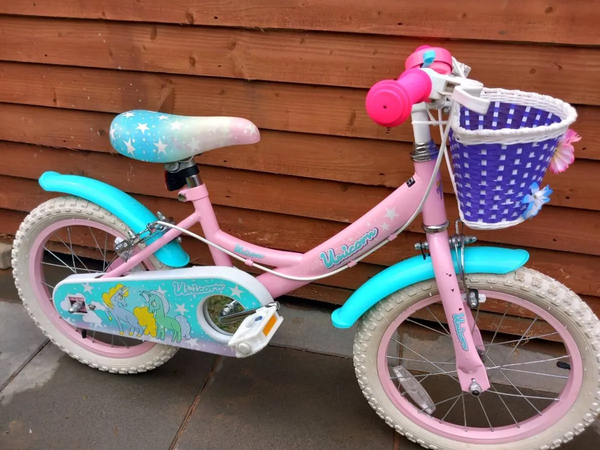 Kids unicorn bike size 16 inch wheels - Image 2