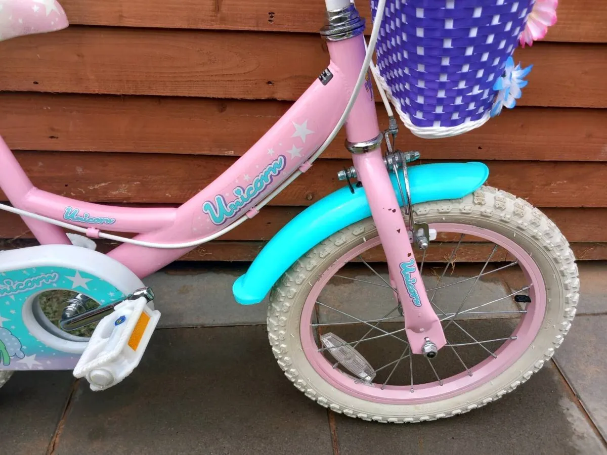 Kids unicorn bike size 16 inch wheels - Image 4
