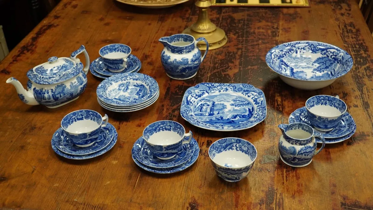Antique Copeland Spode Blue Italian 22-Piece Tea & - Image 2