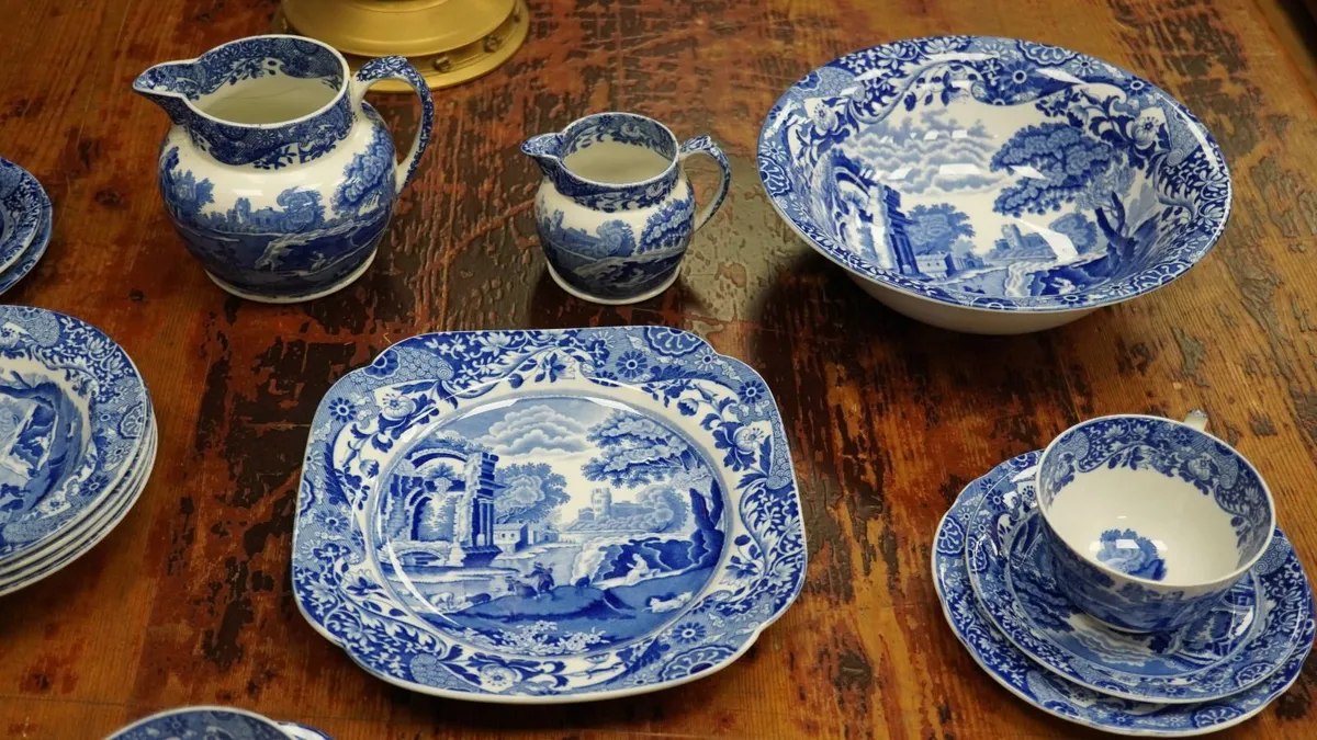 Antique Copeland Spode Blue Italian 22-Piece Tea & - Image 4