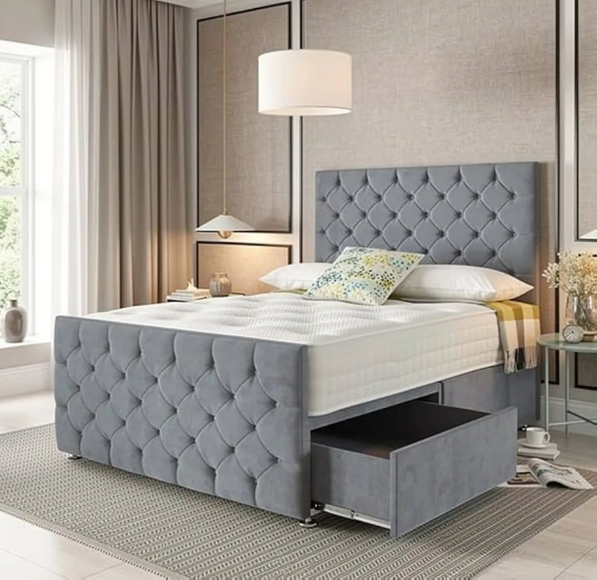 Panel Divan Double & King Size Bed With Drawers - Image 3