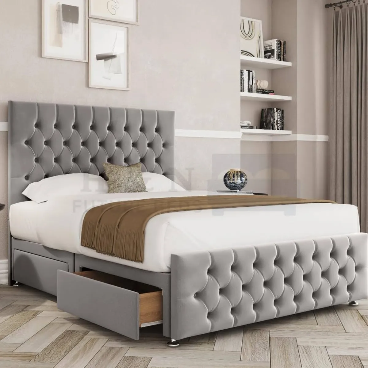 Panel Divan Double & King Size Bed With Drawers - Image 4