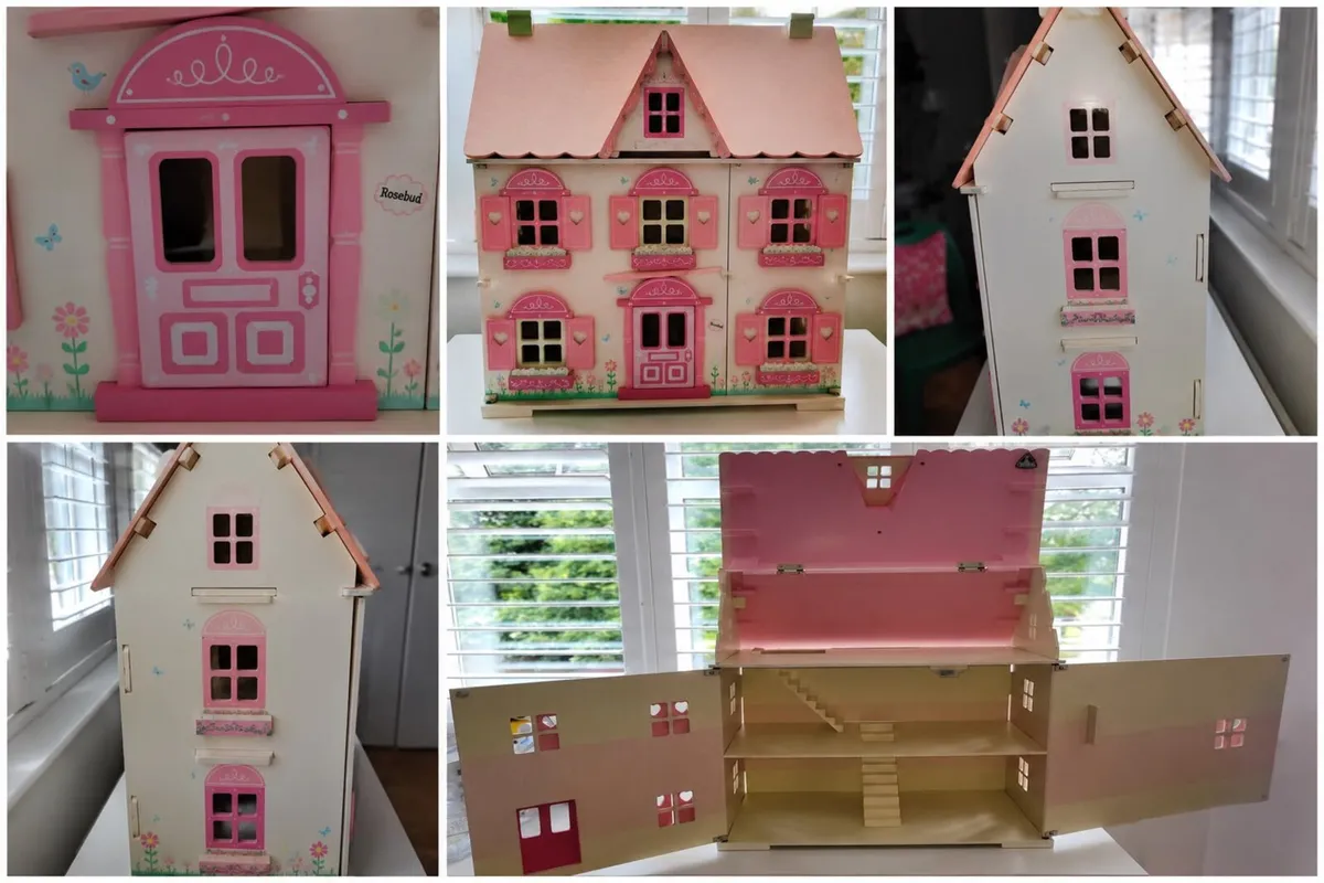 Wooden dolls house with accessories (3 storey) - Image 4