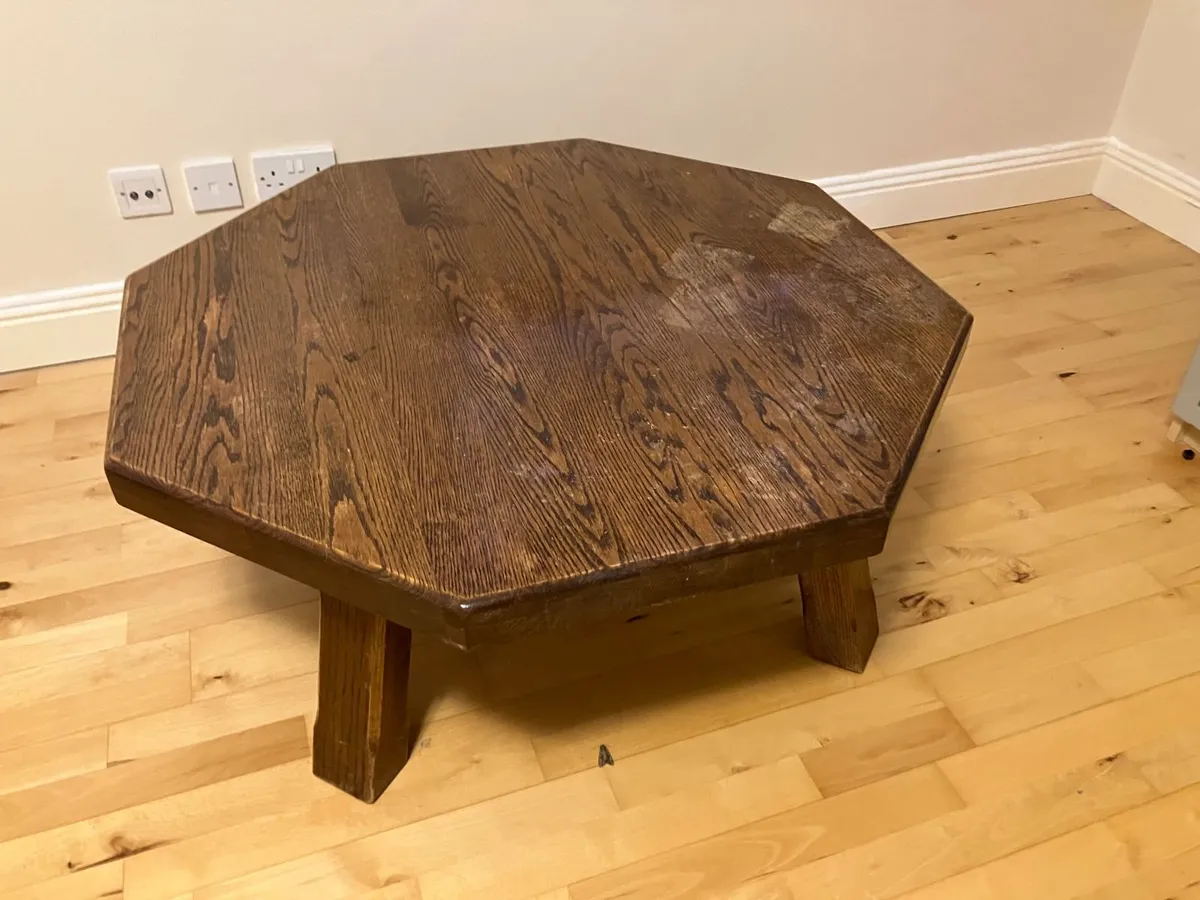 Large Heavy Oak Coffee Table