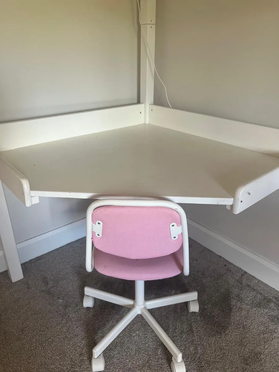 White Solid Wood High Sleeper Single Bed with Desk - Image 2