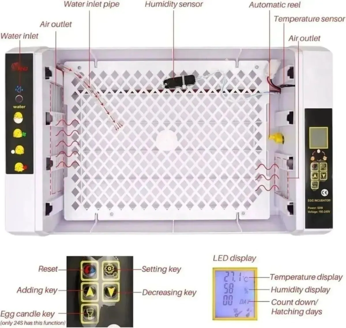 Egg Incubator 24 Egg Smart Hatching Machine - Image 2