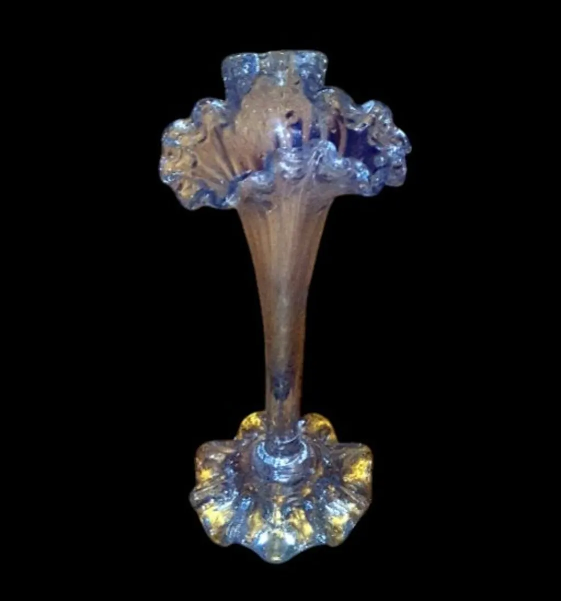 Vintage Iridescent White Carnival Glass Swung Vase - Image 1