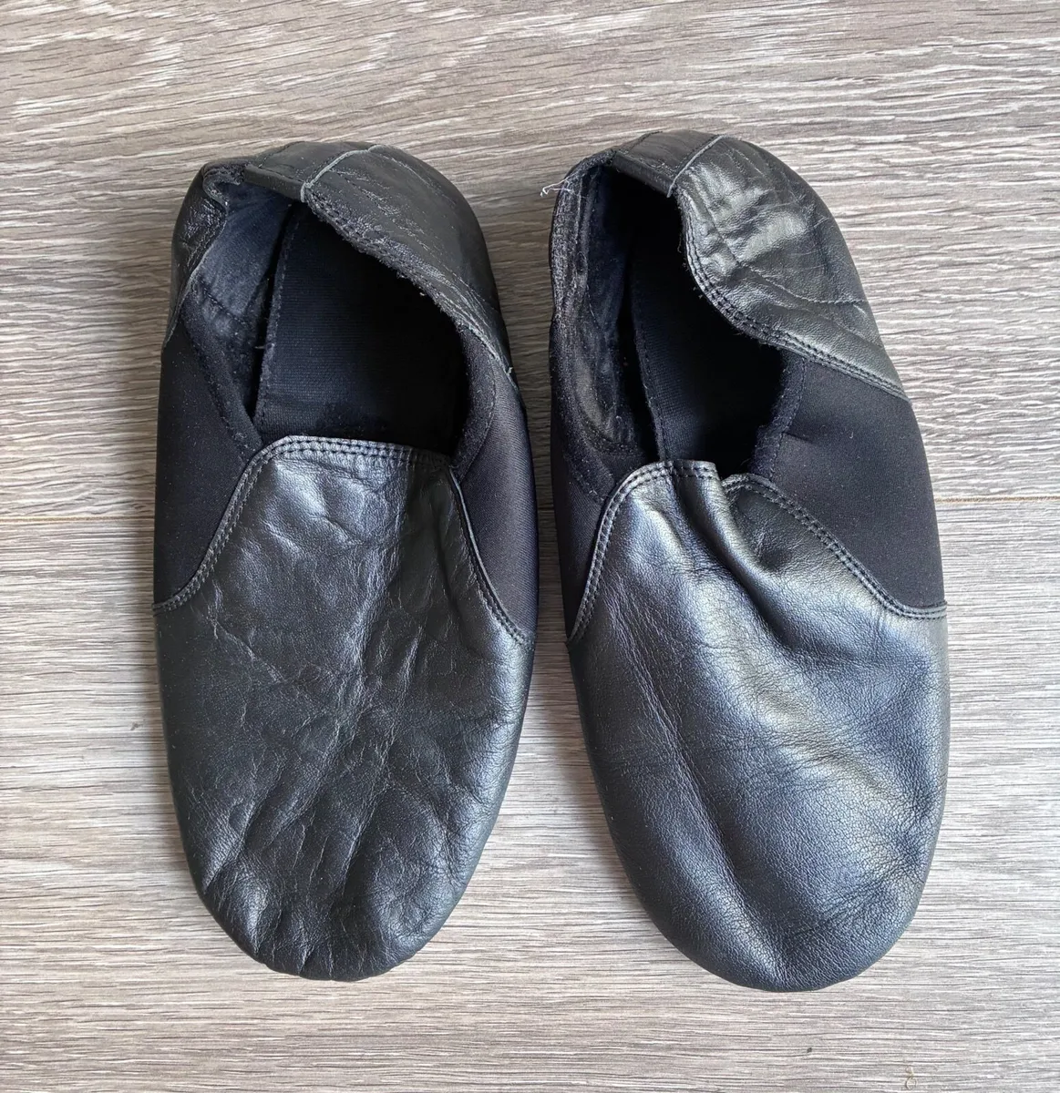 Slip On Jazz Shoes Split Sole Black Dance Shoes - Image 1