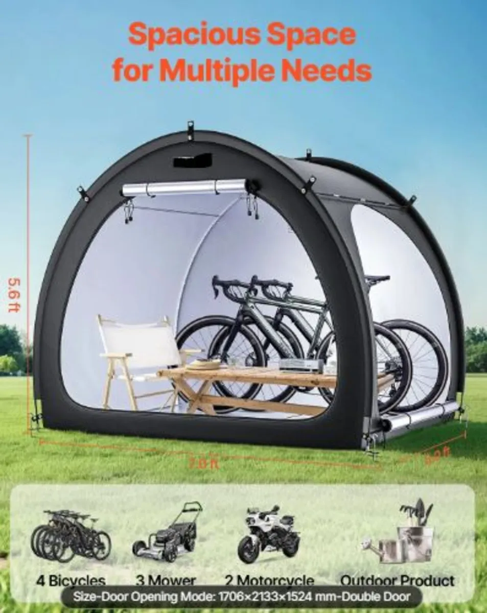 Bike Storage Tent, 4 to 5 Bikes, Outdoor Spacious - Image 4