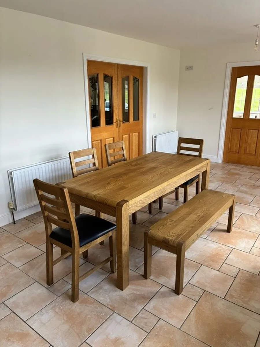 Solid Oak dining table and chairs - Image 2
