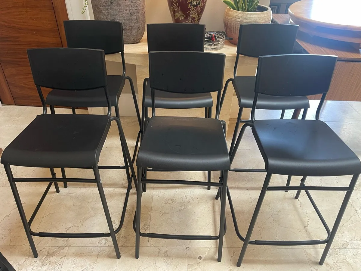 6 x Black Kitchen Breakfast Bar Stools - Deliver - Image 1