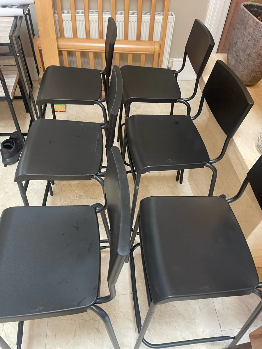 6 x Black Kitchen Breakfast Bar Stools - Deliver - Image 2