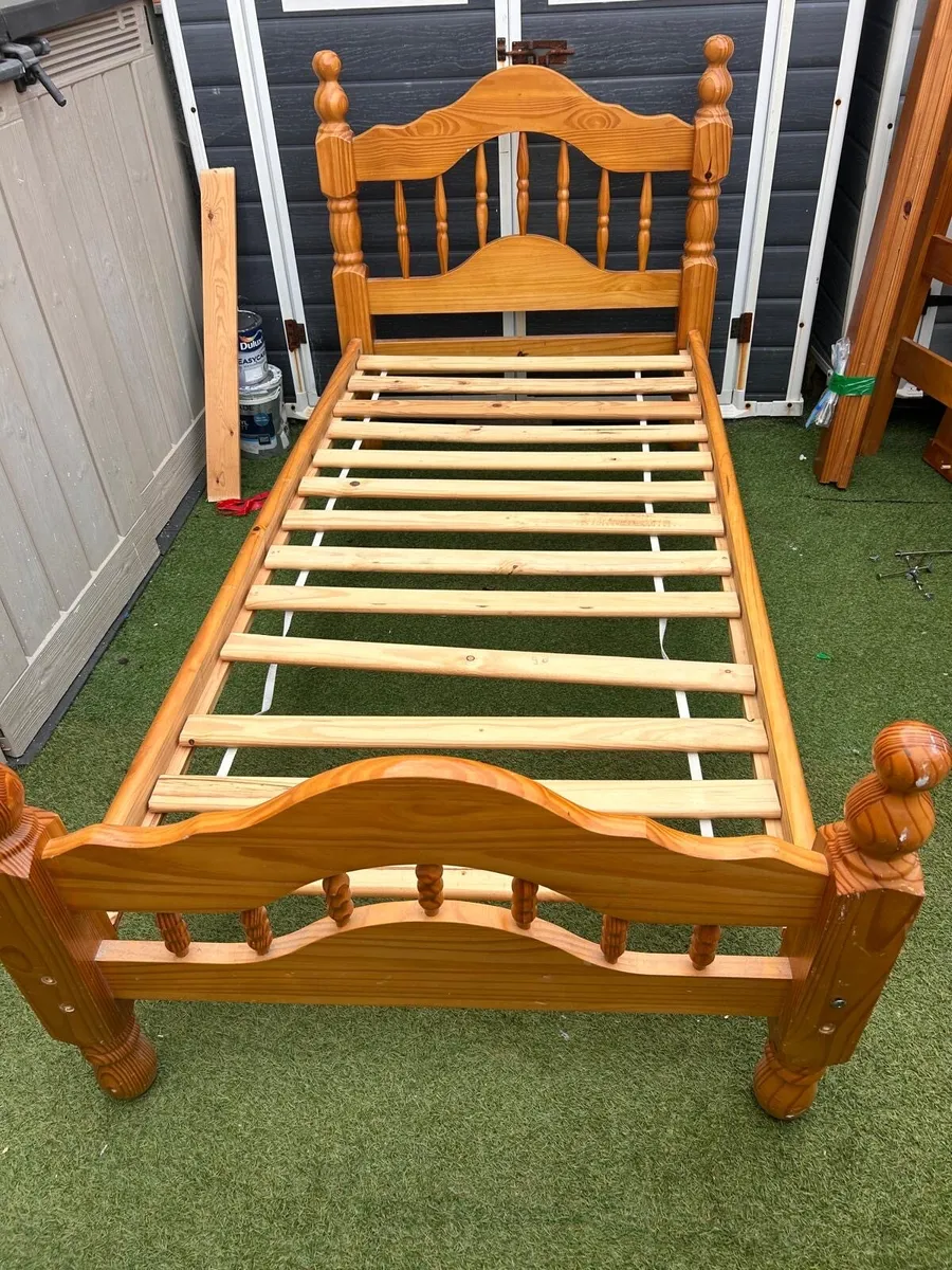 Solid single bed frame
