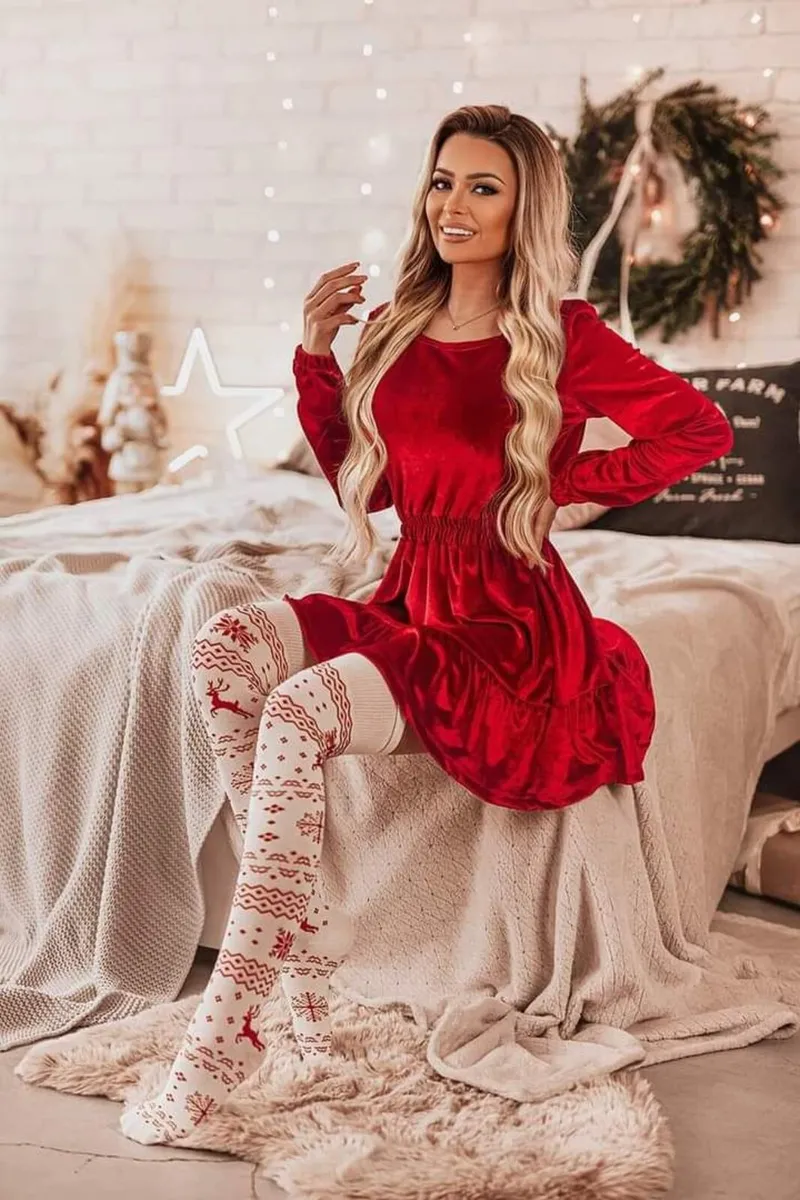 CHRISTMAS white Knee Highs socks - Image 3