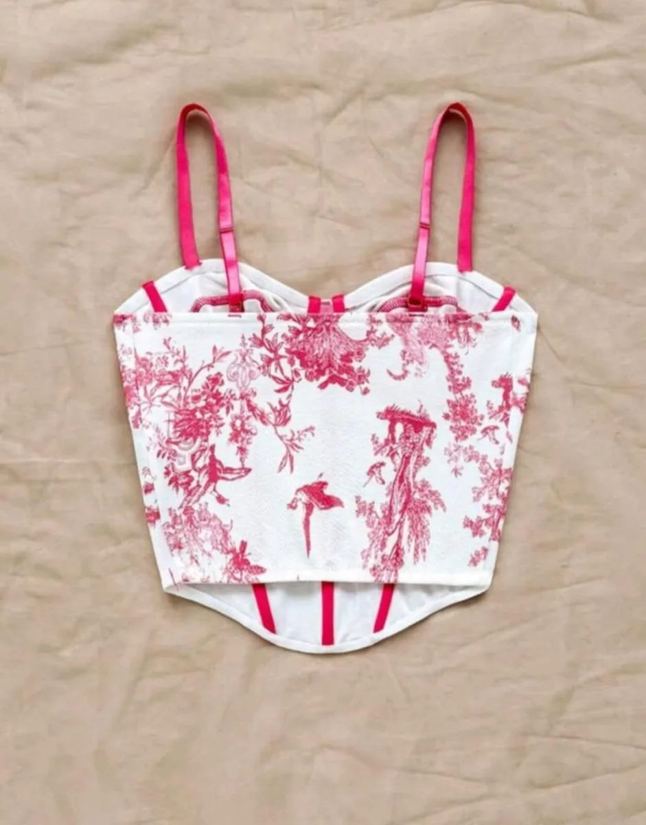 Vintage Pink Floral Corset Top - Image 4