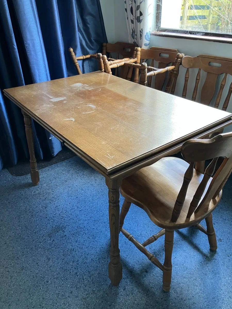 Dining table and six chairs - classic solid wood - Image 2