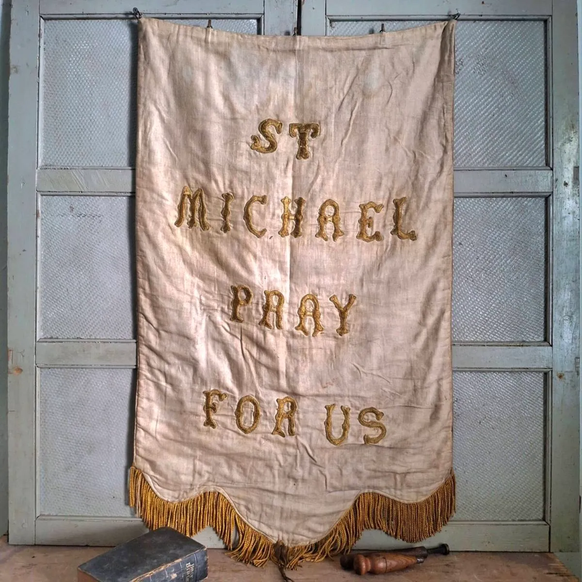 Antique Catholic Procession Banner - Image 2