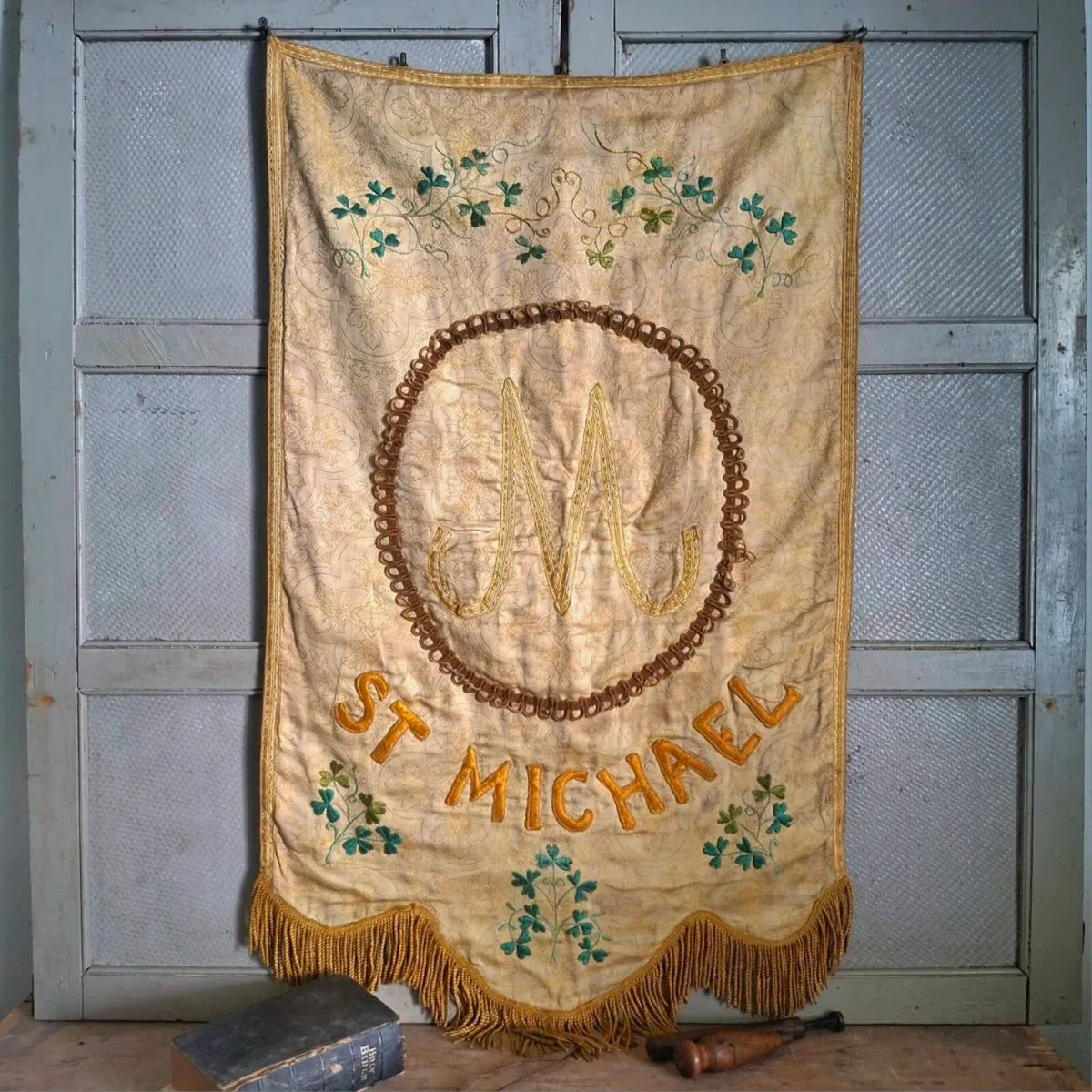 Antique Catholic Procession Banner - Image 1