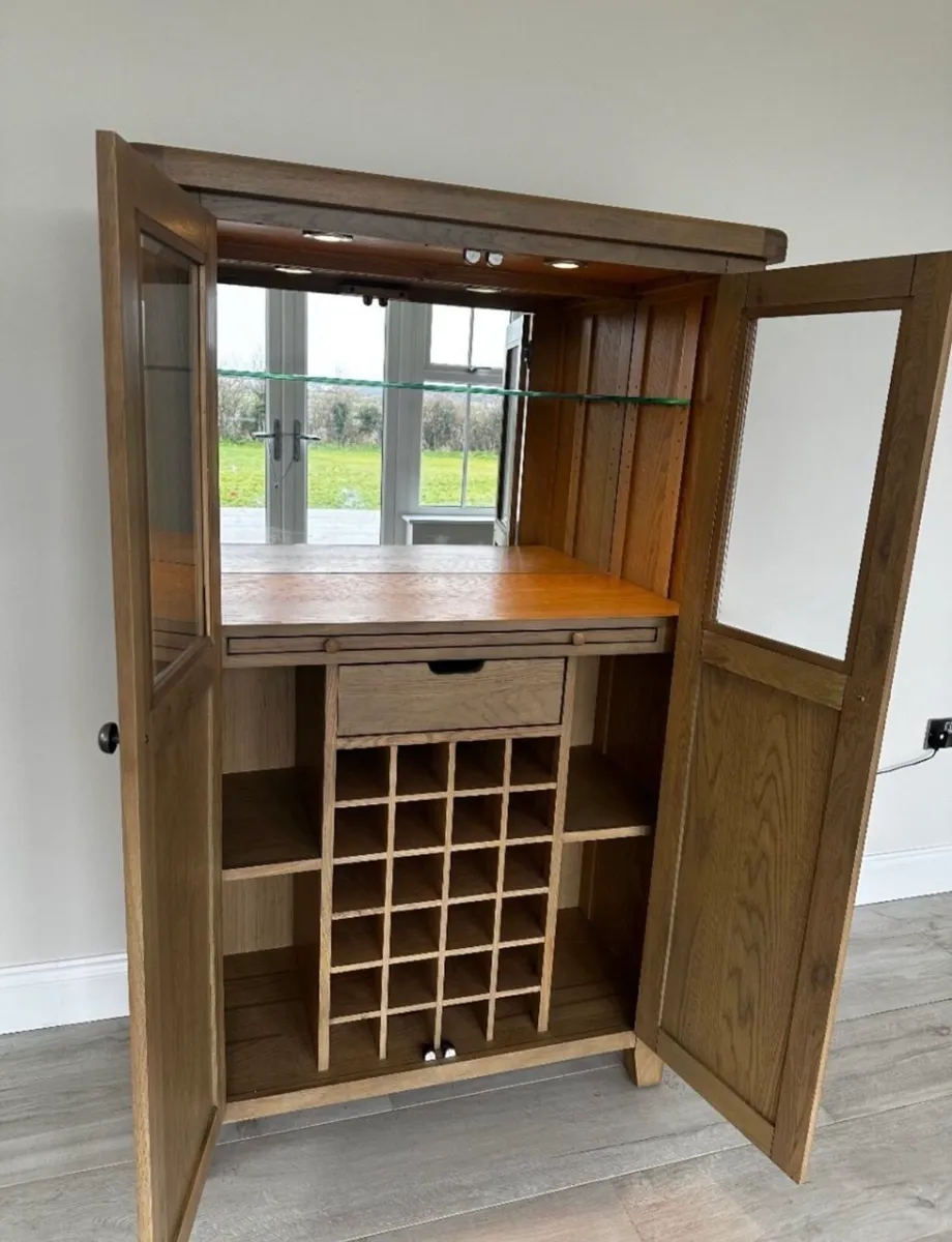 Smoked Oak LED Drinks Cabinet - Image 2