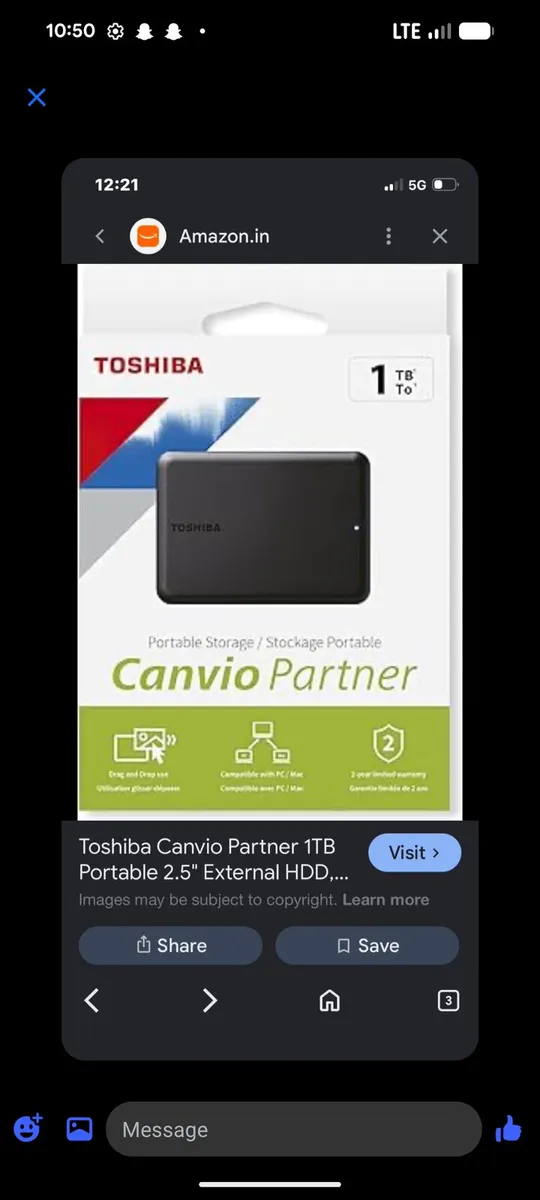 1TB hardrive - Toshiba Canvio Partner - Image 3