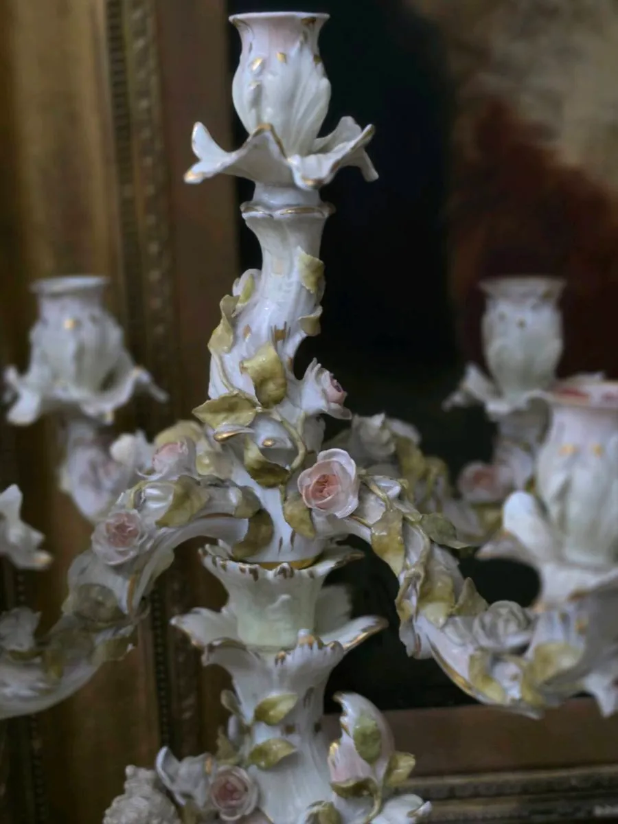 Antique large porcelain candleabras - Image 4