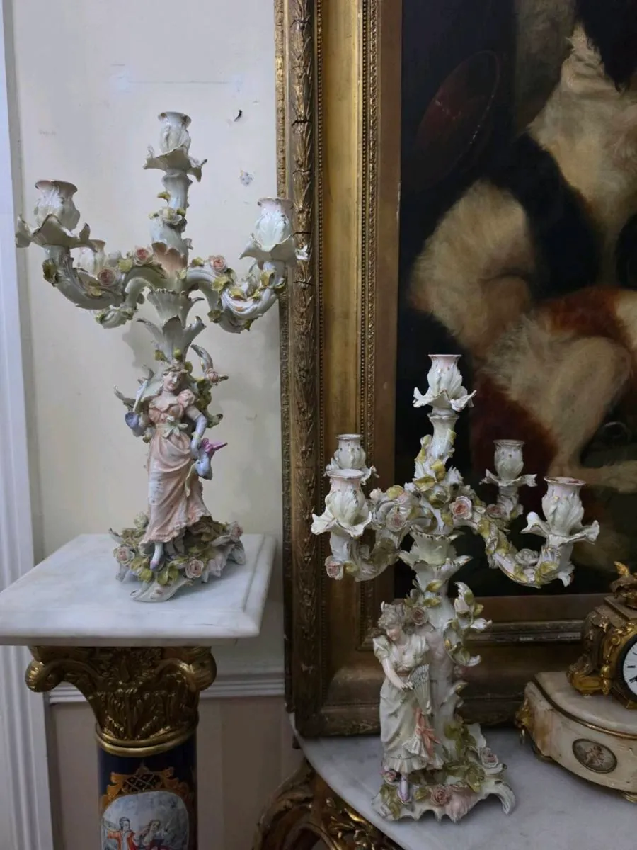 Antique large porcelain candleabras - Image 1