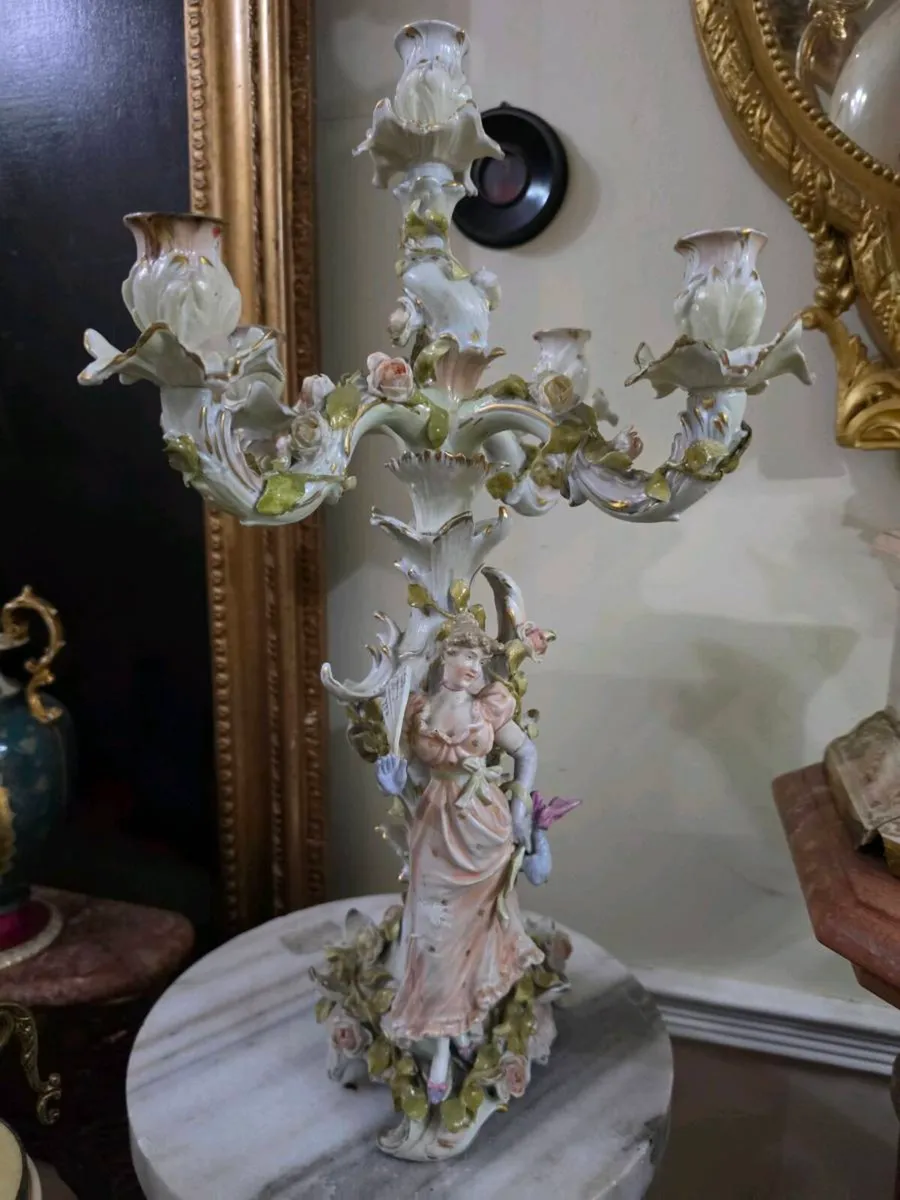 Antique large porcelain candleabras - Image 2